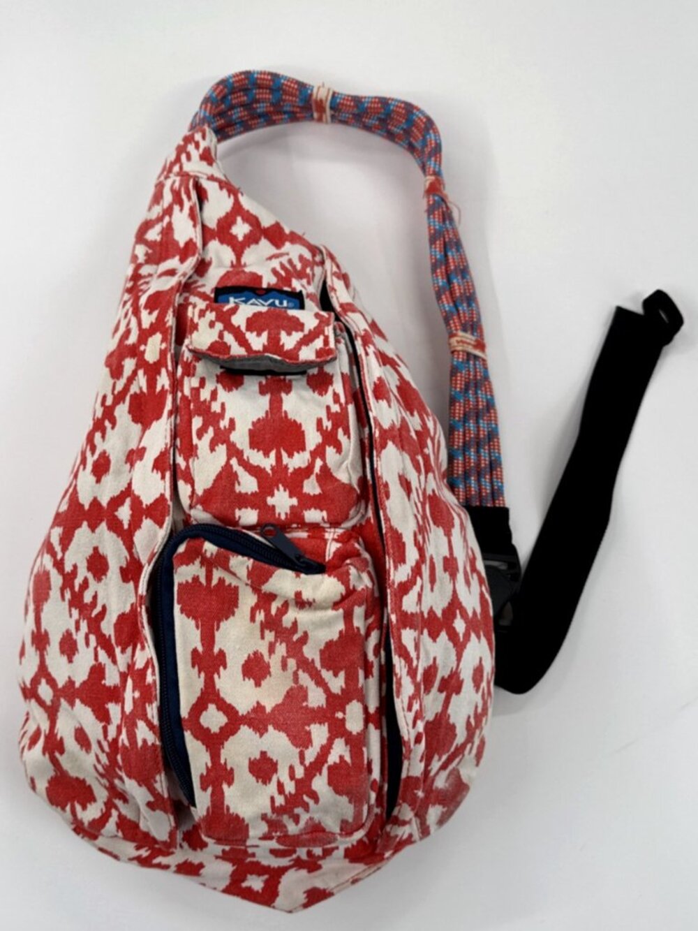 Kavu Rope Sling Crossbody Bag Large Red White Aztec Hiking Adjustable Strap - Picture 11 of 13